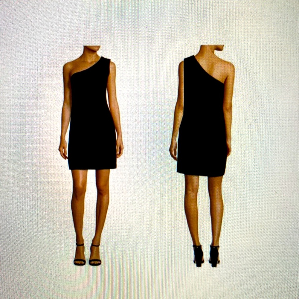 LAUNDRY BY SHELLI SEGAL BLACK ONE SHOULDER BOW COCKTAIL DRESS